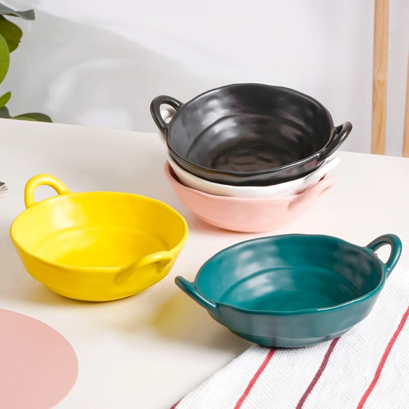Snack Serving Dish - Bowl, ceramic bowl, serving bowls, noodle bowl, salad bowls, bowl for snacks, baking bowls, large serving bowl, bowl with handle | Bowls for dining table & home decor