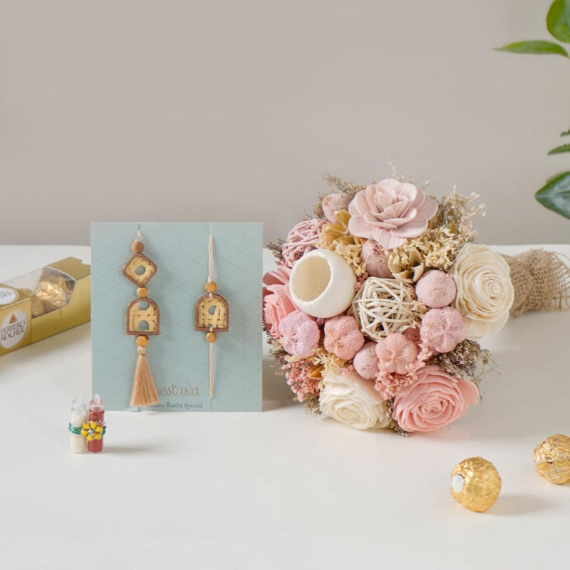 Blooms of Love Sustainable Rakhi Gift Set Of 4