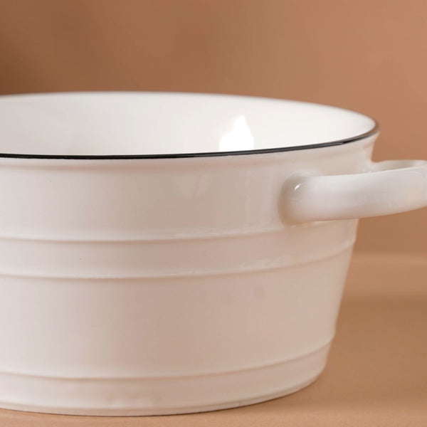 White Serving Bowl - Bowl, ceramic bowl, serving bowls, noodle bowl, salad bowls, bowl for snacks, baking bowls, large serving bowl, bowl with handle | Bowls for dining table & home decor