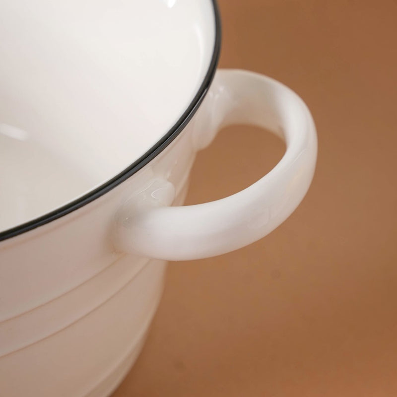 White Serving Bowl - Bowl, ceramic bowl, serving bowls, noodle bowl, salad bowls, bowl for snacks, baking bowls, large serving bowl, bowl with handle | Bowls for dining table & home decor