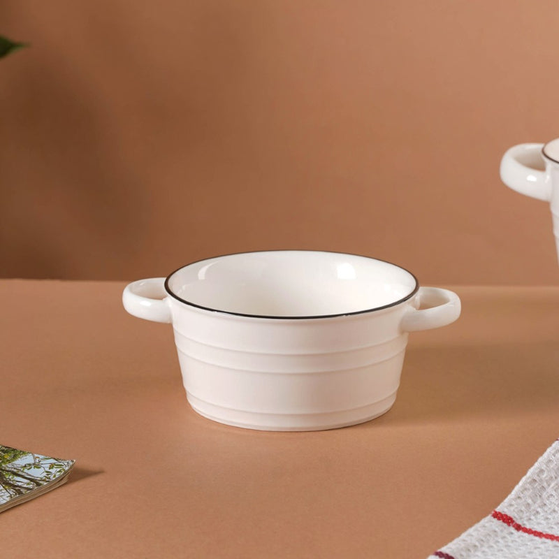 White Serving Bowl - Bowl, ceramic bowl, serving bowls, noodle bowl, salad bowls, bowl for snacks, baking bowls, large serving bowl, bowl with handle | Bowls for dining table & home decor