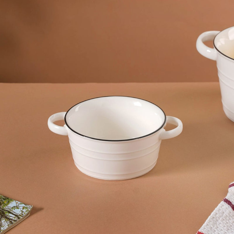 White Serving Bowl - Bowl, ceramic bowl, serving bowls, noodle bowl, salad bowls, bowl for snacks, baking bowls, large serving bowl, bowl with handle | Bowls for dining table & home decor