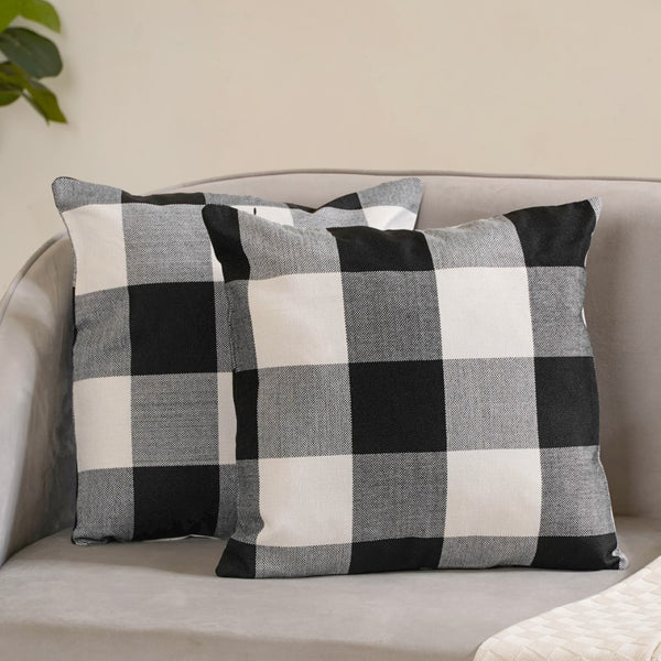 Checked Cushion Cover Set of 2