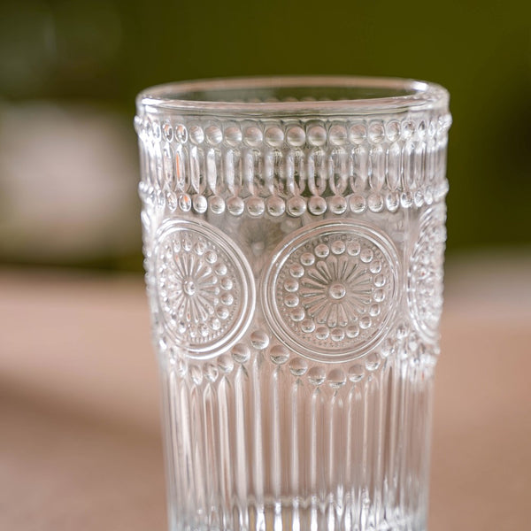 Embossed Tall Water Glass Set of 6 350ml
