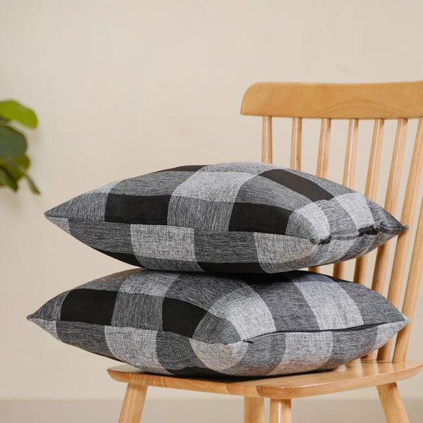 Checked Cushion Cover Set of 2