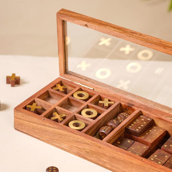 3 in 1 Portable Game Wooden Box Set