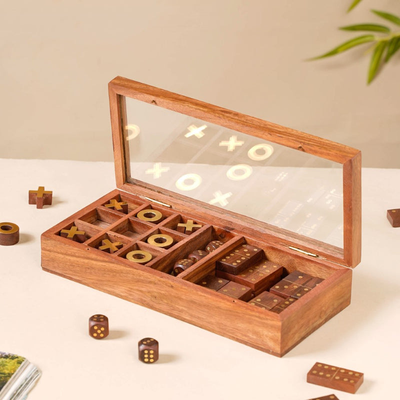3 in 1 Portable Game Wooden Box Set