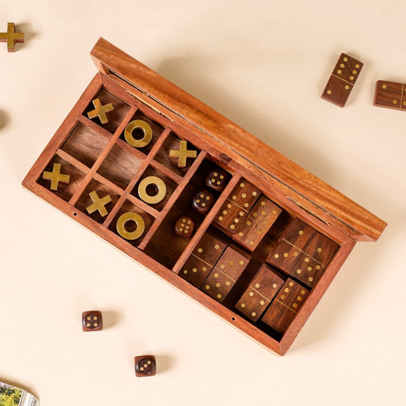 3 in 1 Portable Game Wooden Box Set