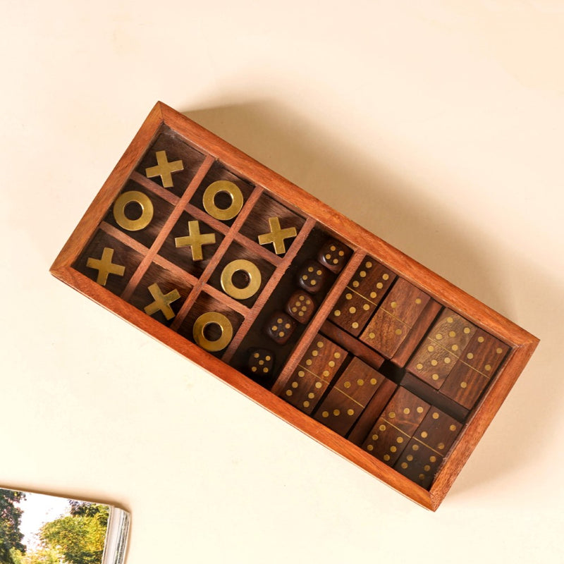 3 in 1 Portable Game Wooden Box Set
