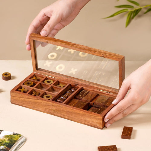 3 in 1 Portable Game Wooden Box Set