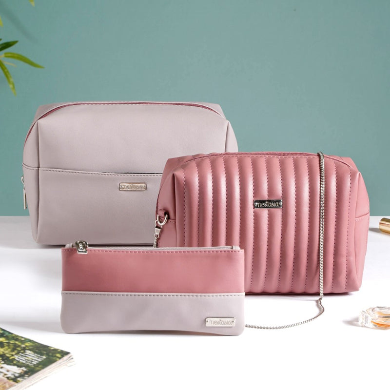 Travel Bags For Women Set of 3 Pink