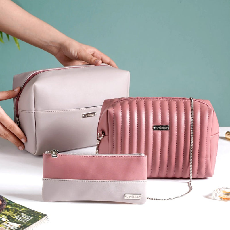 Travel Bags For Women Set of 3 Pink