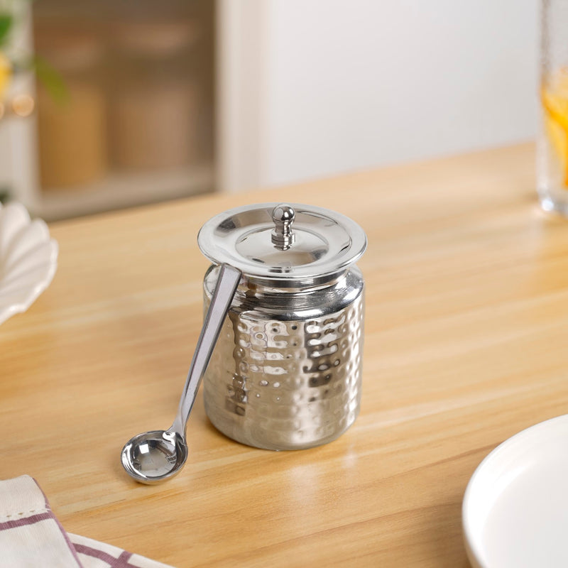 Hammered Ghee Pot With Spoon 350ml