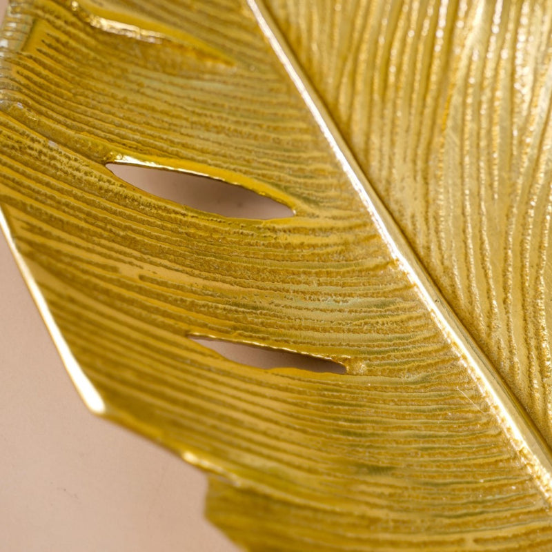 Feather Decorative Platter Tray Gold 18 Inch