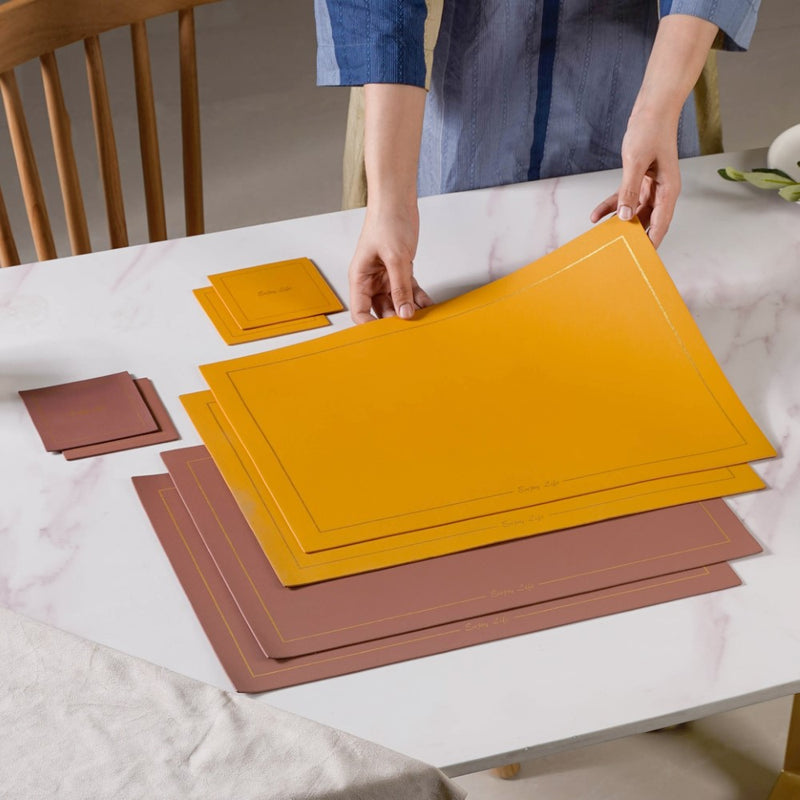Leather Placemat And Coaster Set of 2