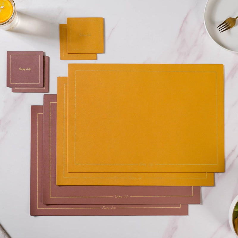 Leather Placemat And Coaster Set of 2