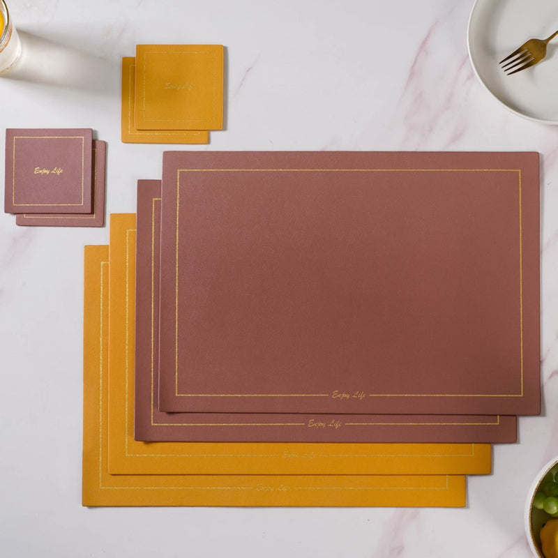 Leather Placemat And Coaster Set of 2