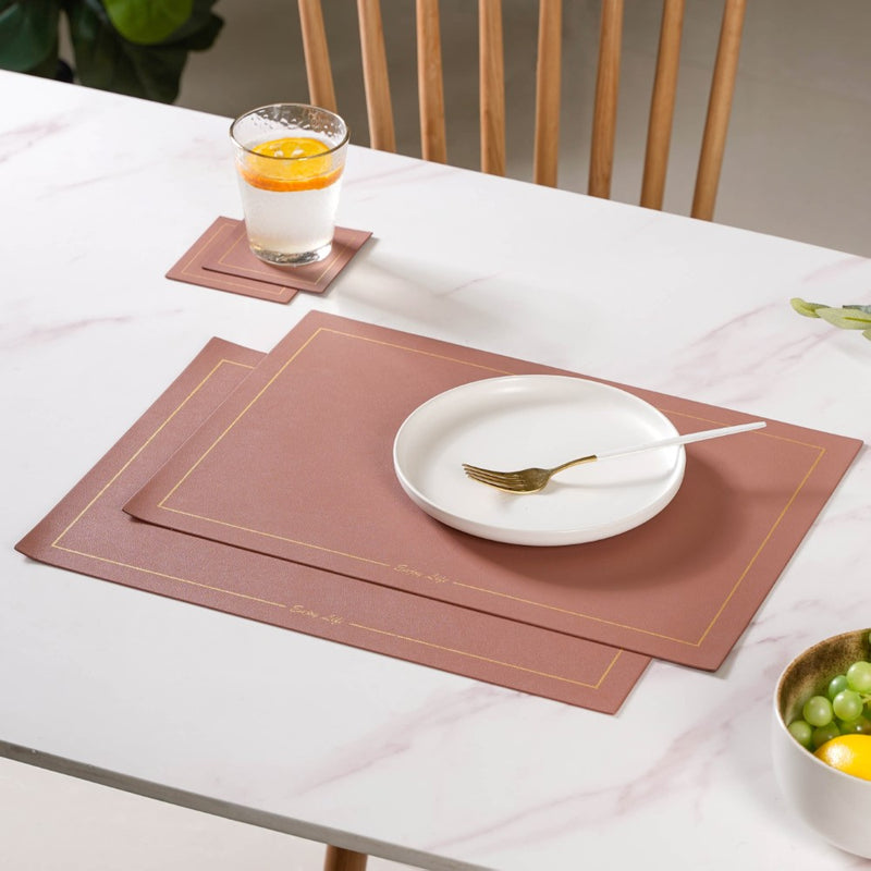 Leather Placemat And Coaster Set of 2
