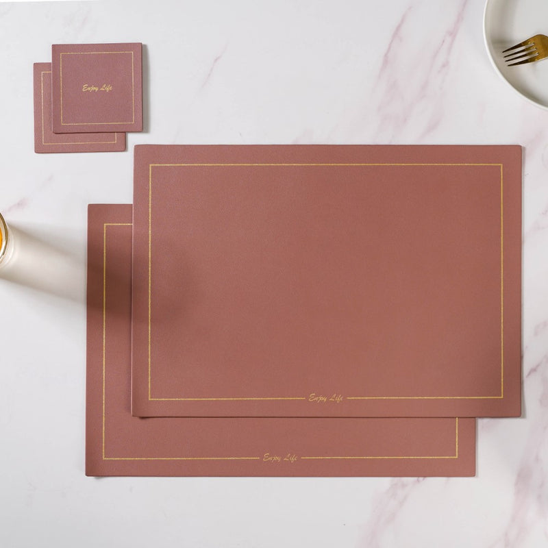 Leather Placemat And Coaster Set of 2