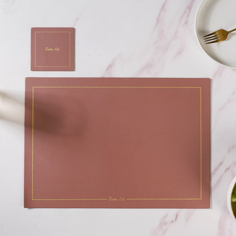 Leather Placemat And Coaster Set of 2