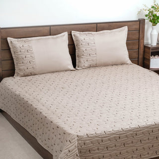 Cotton King Size Bed Cover Beige