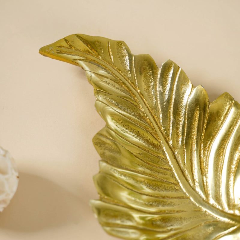 Leaf Platter For Table Decor Gold 20 Inch - Ceramic platter, serving platter, fruit platter | Plates for dining table & home decor