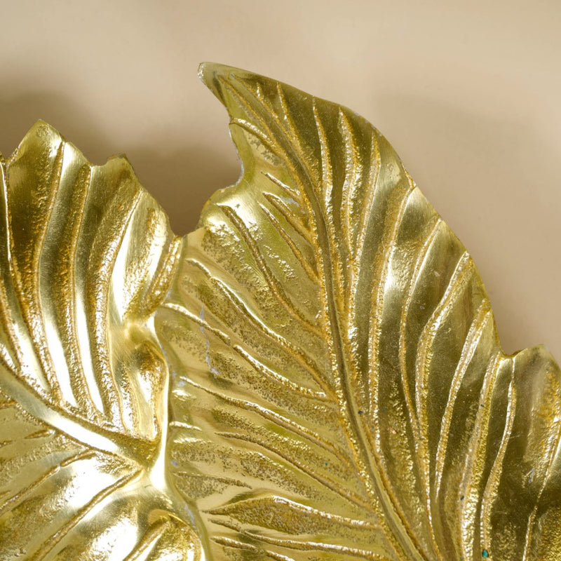 Leaf Platter For Table Decor Gold 20 Inch - Ceramic platter, serving platter, fruit platter | Plates for dining table & home decor