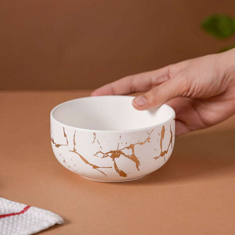 White Marble Bowl 400 ml - Bowl,ceramic bowl, snack bowls, curry bowl, popcorn bowls | Bowls for dining table & home decor
