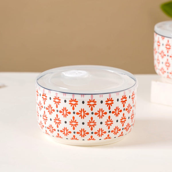 Ceramic Office Lunch Box Set Of 2 Red