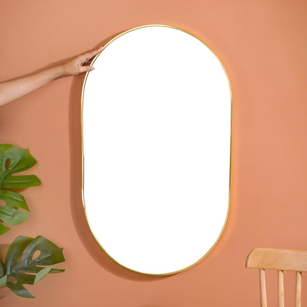 Wall Mounted Oval Mirror Gold Small