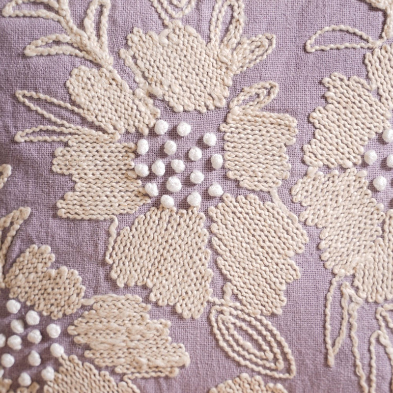 Blossom Embroidered Cotton Cushion Cover Set of 3 16x16 Inch