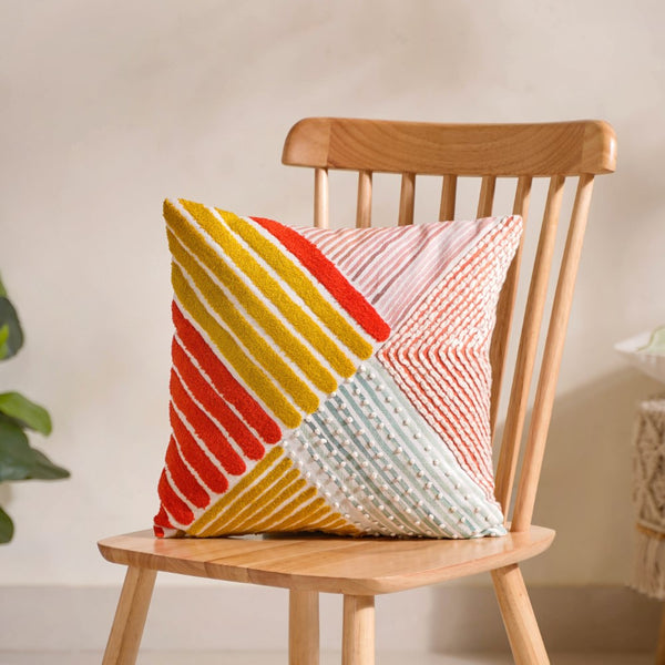 Abstract Multicoloured Cotton Cushion Cover 16x16 Inch