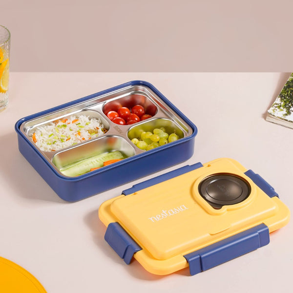 Insulated Stainless Steel Lunch Box With Bowl & Spoon | Nestasia