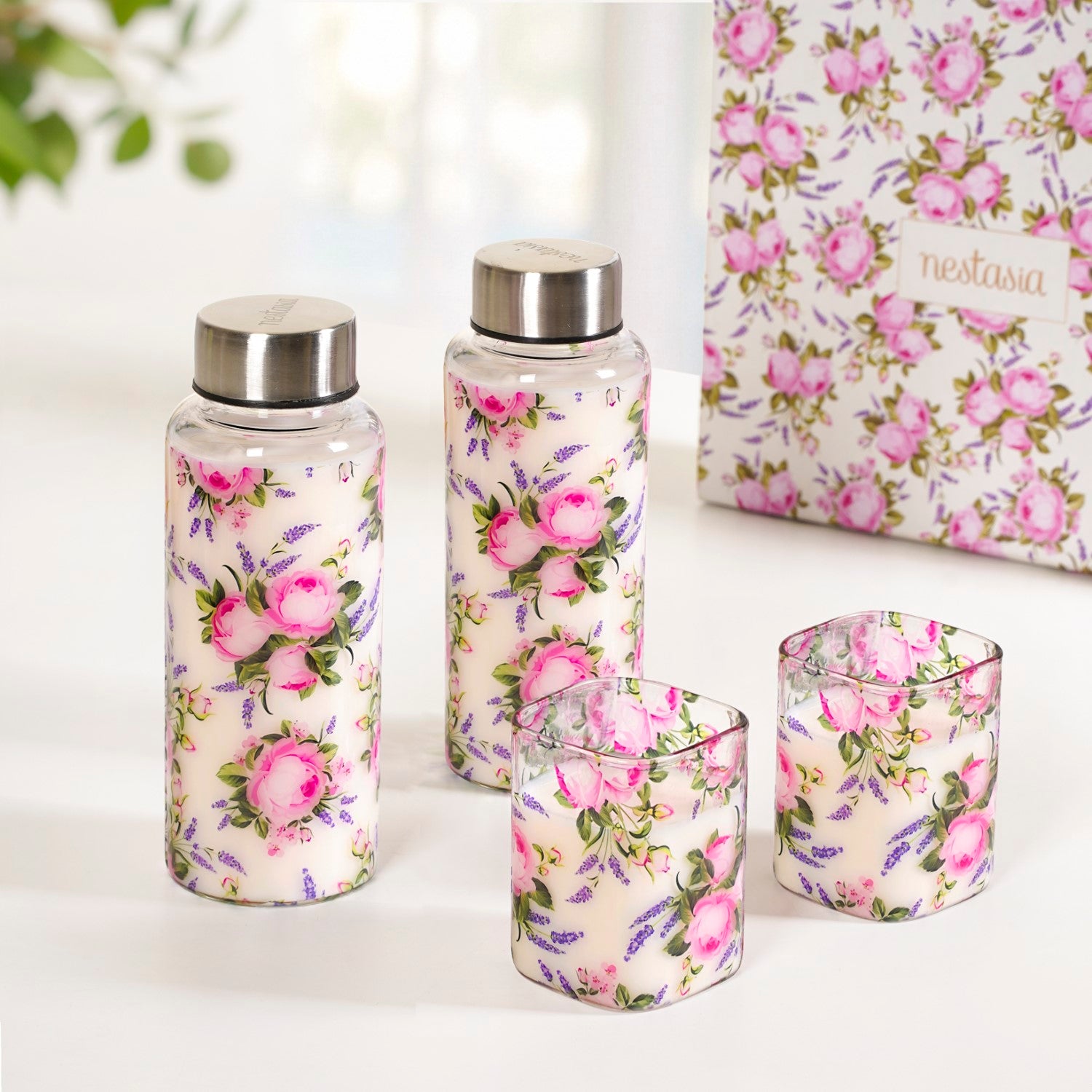Blush Bouquet Bottle And Tumbler Gift Set Of 4