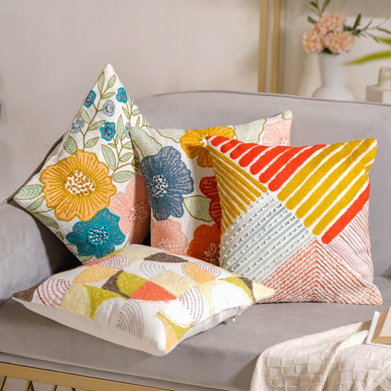 Handwoven Cotton Cushion Cover Set of 4 16x16 Inch