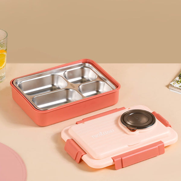 Bento Lunch Box With 4 Compartments Pink 1000ml