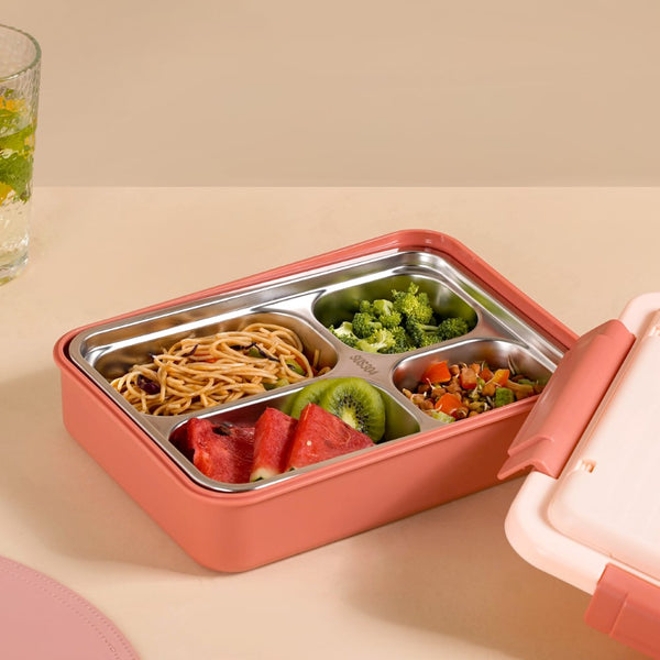 Bento Lunch Box With 4 Compartments Pink 1000ml