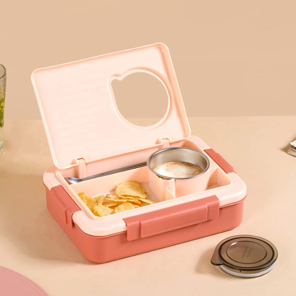 Bento Lunch Box With 4 Compartments Pink 1000ml