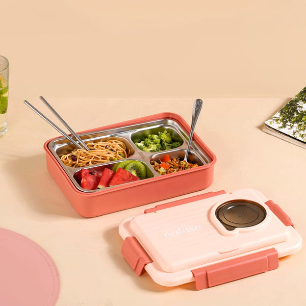 Bento Lunch Box With 4 Compartments Pink 1000ml