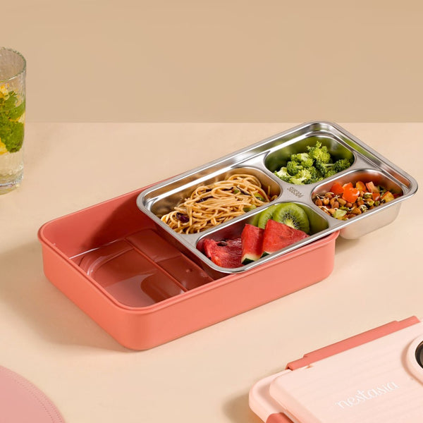 Bento Lunch Box With 4 Compartments Pink 1000ml