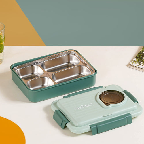 4-Grid Insulated Lunch Box For Office Green