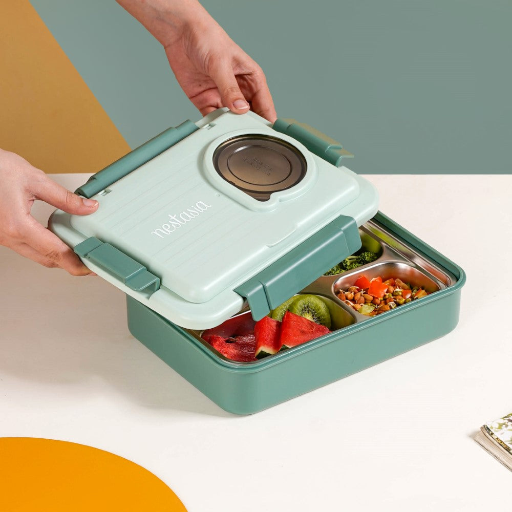 4 grid adult lunch box insulated lunch box with tableware portable