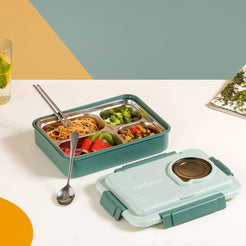 4-Grid Insulated Lunch Box For Office Green