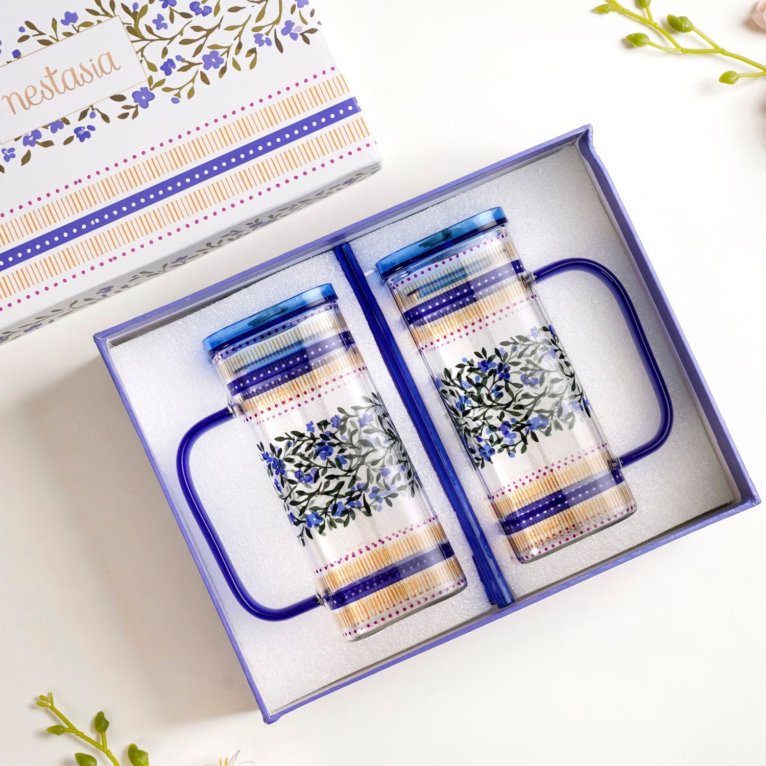 Sapphire Sipper With Straw Set Of 2 In Gift Box