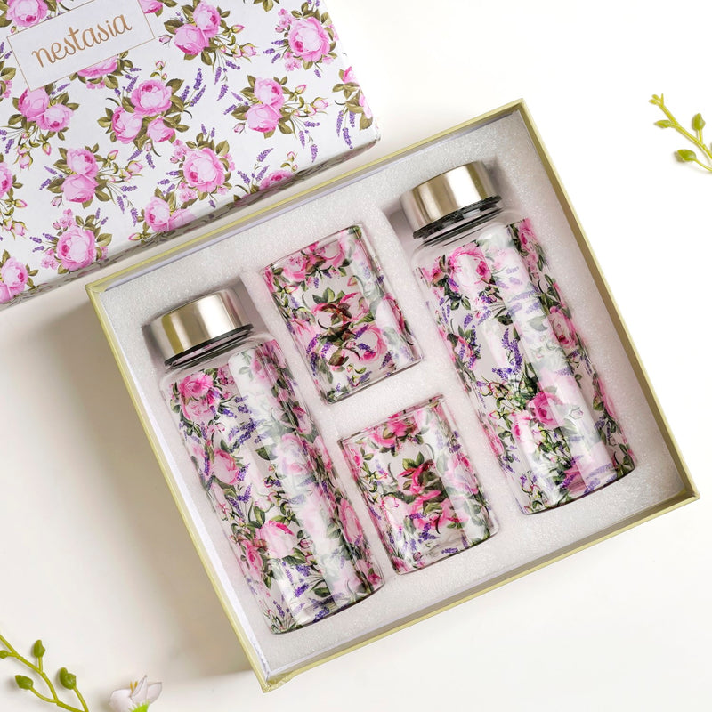 Blush Bouquet Bottle And Tumbler Gift Set Of 4