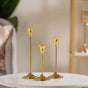 Taper Candle Stand Gold Set Of 3