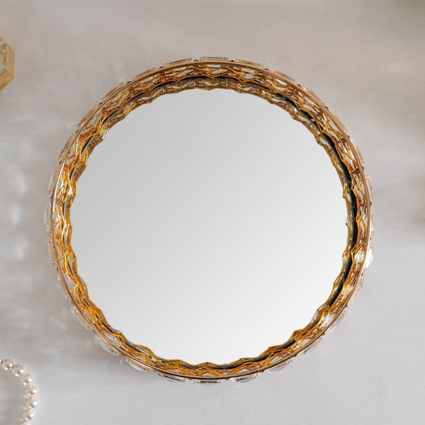 Opulent Circle Mirror Tray Small