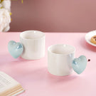 Heart Ceramic Coffee Mugs Set of 2 Blue 330ml