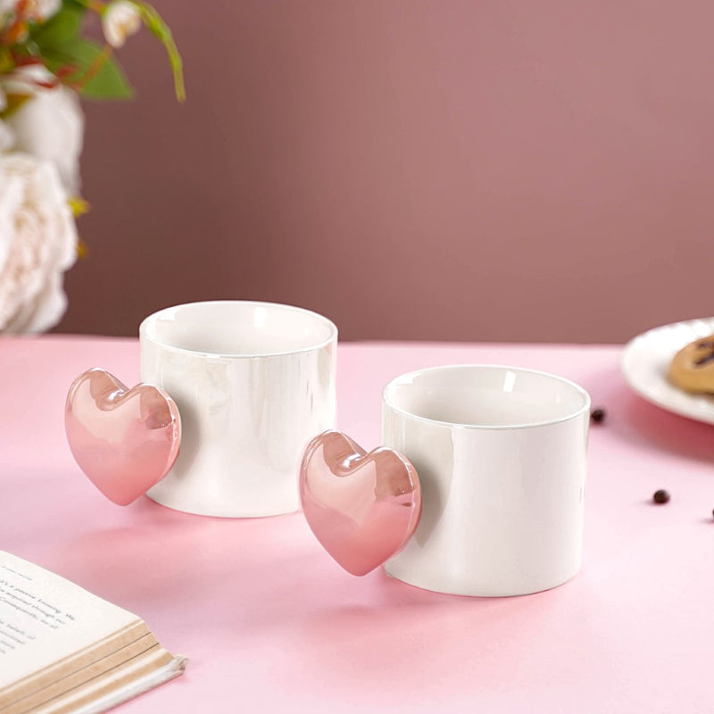 Balloon Heart Coffee Mug Pink Set of 2 330ml- Mug for coffee, tea mug, cappuccino mug | Cups and Mugs for Coffee Table & Home Decor