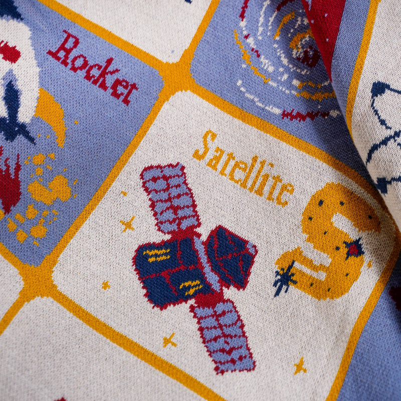 Galaxy Explorer Alphabet Knitted Kids Cotton Throw 152x125cm
